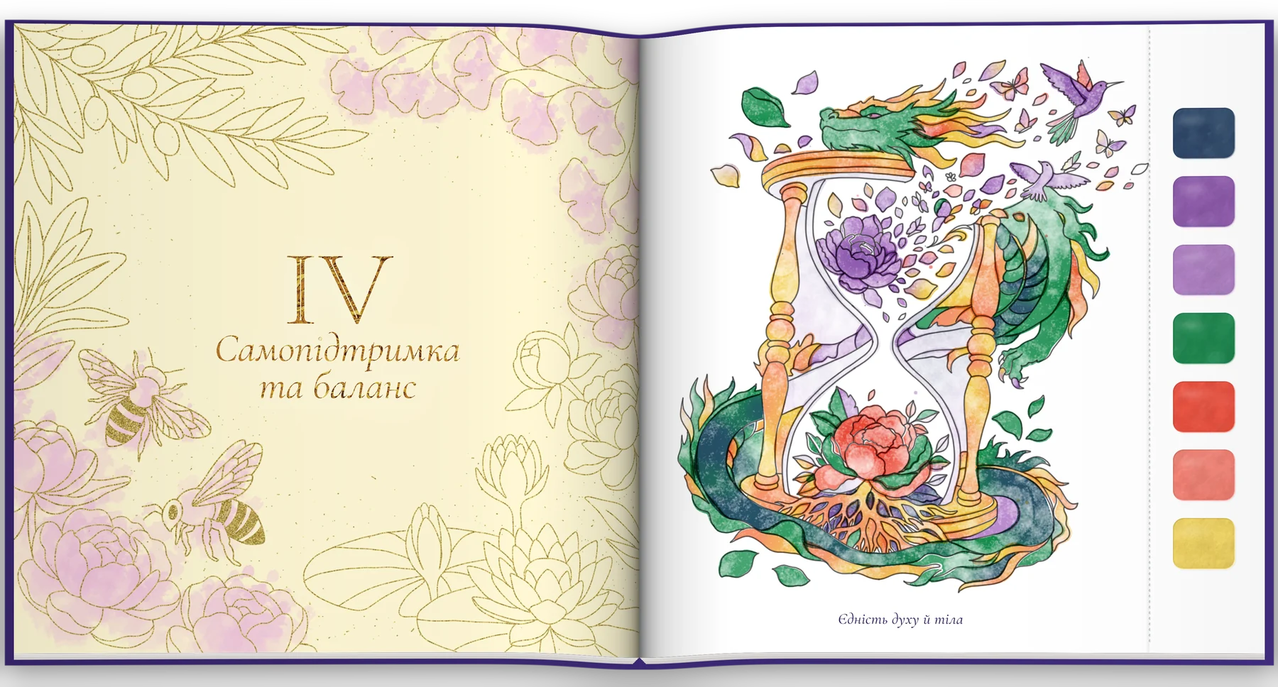 Розворот розділу IV: «Самопідтримка та баланс», малюнок «Єдність духу й тіла»